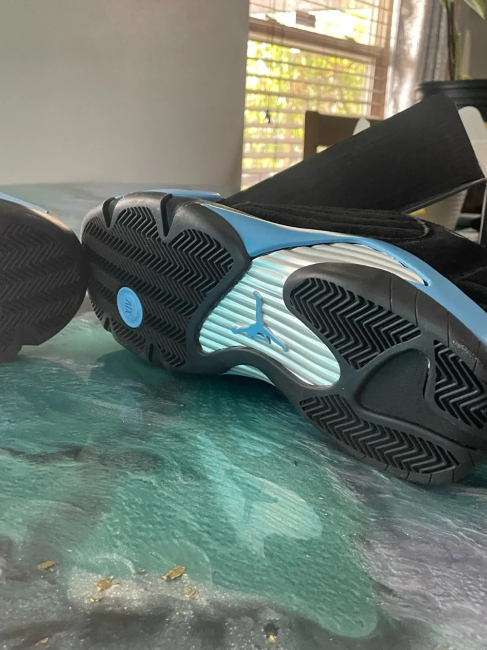 Air Jordan 14 Retro Men’s Black and University Blue Retro Sneakers - Picture 3 of 12